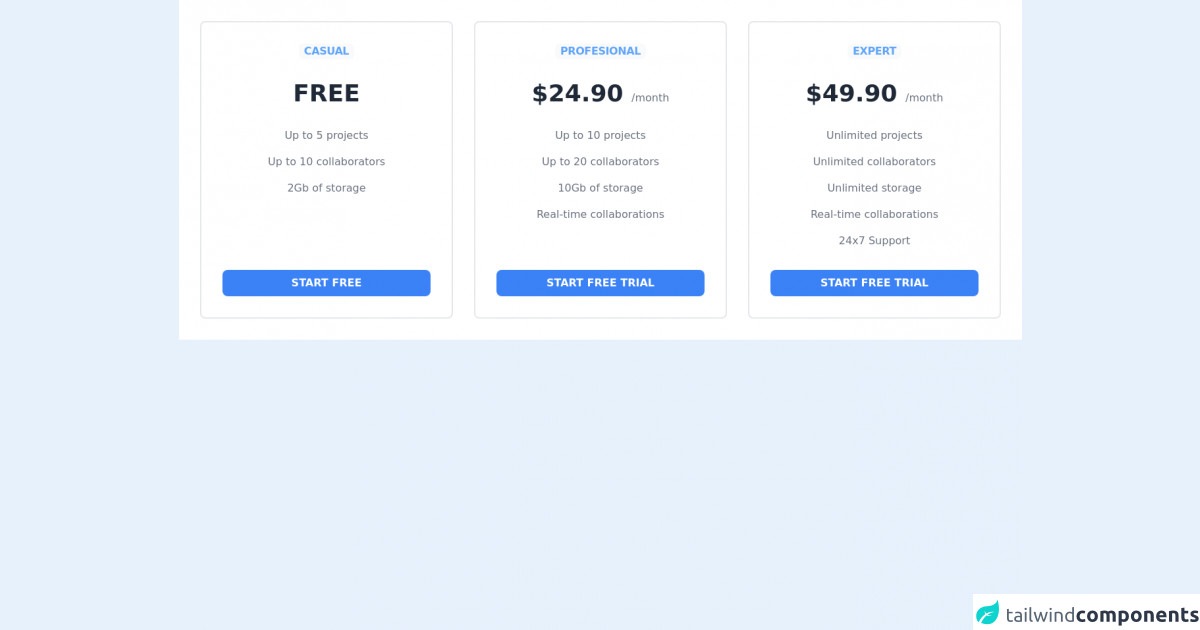 10 Free Tailwind CSS Pricing Sections to use now