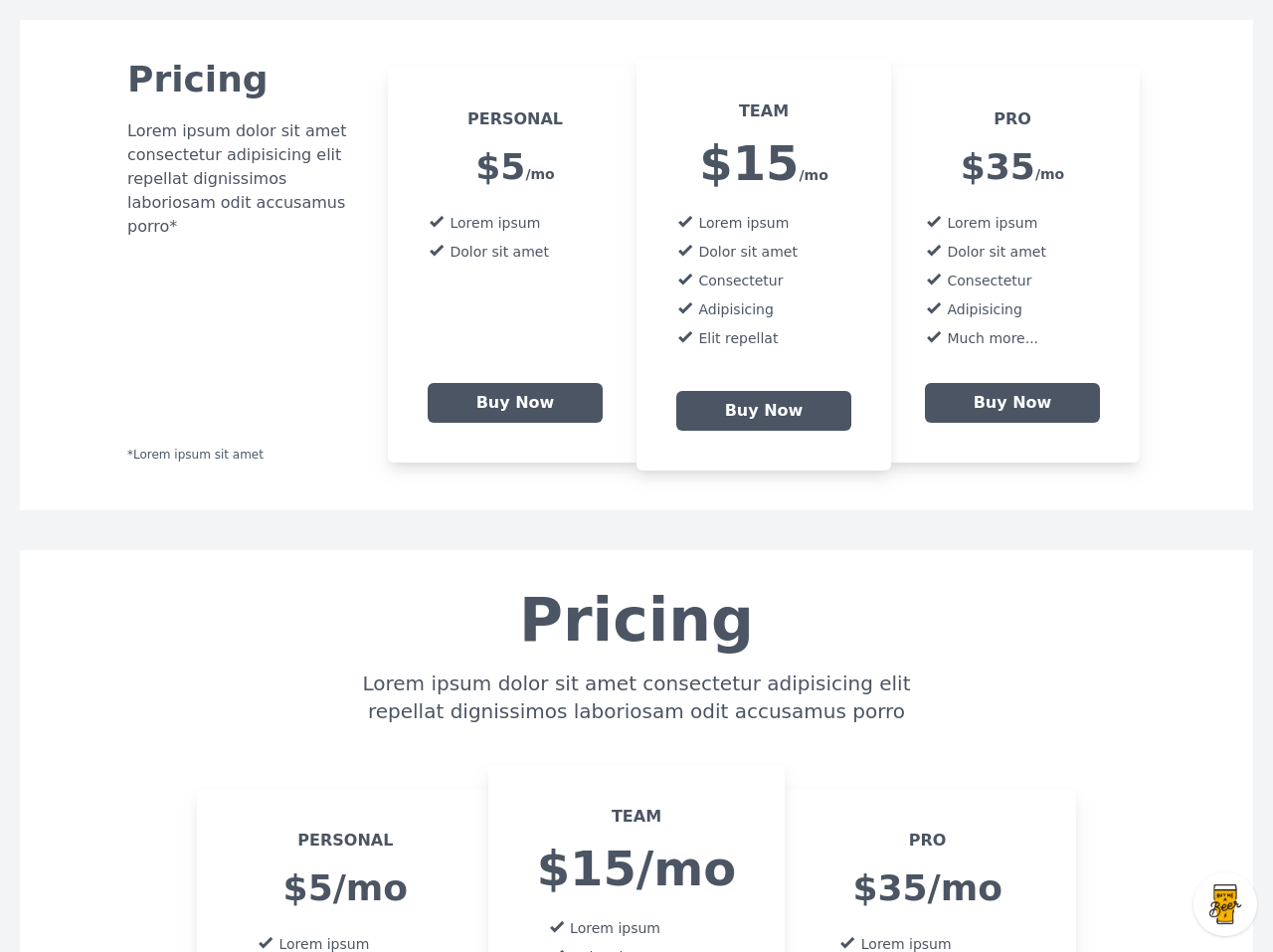 10 Free Tailwind CSS Pricing Sections to use now