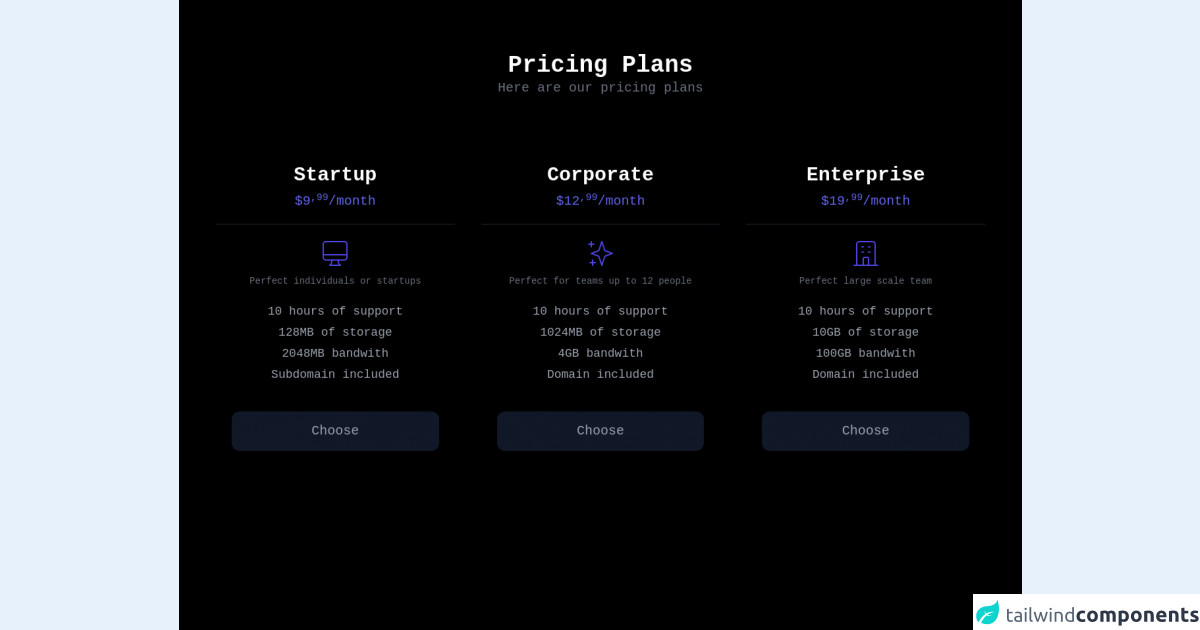 10 Free Tailwind CSS Pricing Sections to use now