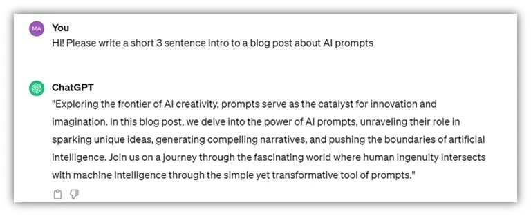 ai prompts - basic ai prompt example