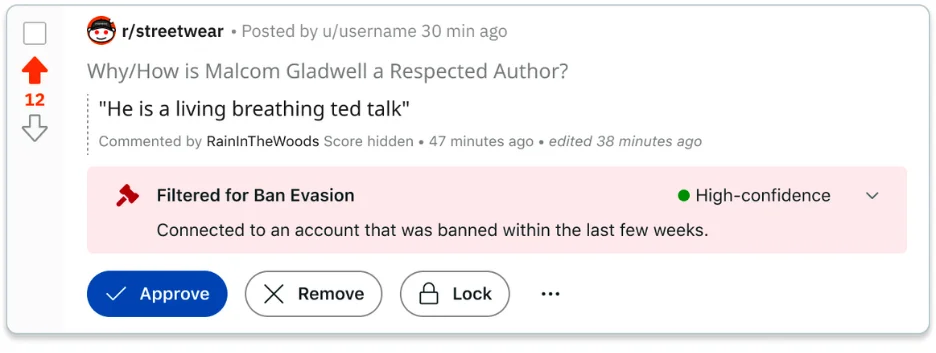 example of banned user comment