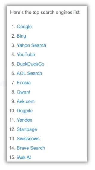 SEO tactics - Screenshot from a numbered list.