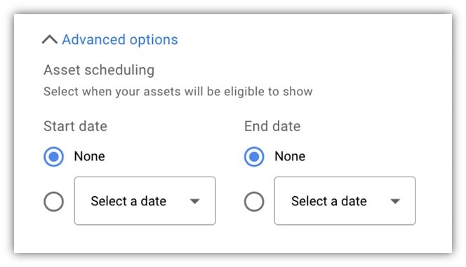 promos in google ads - asset scheduling