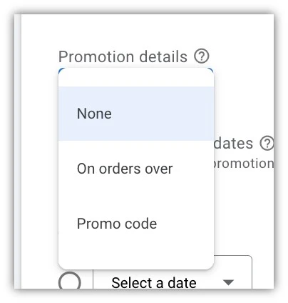 google ads promotion assets - promo details options