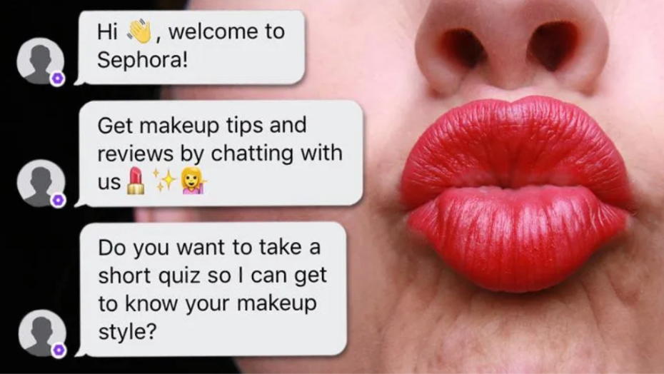 Sephora chatbot prompting customer to ask for make up tips