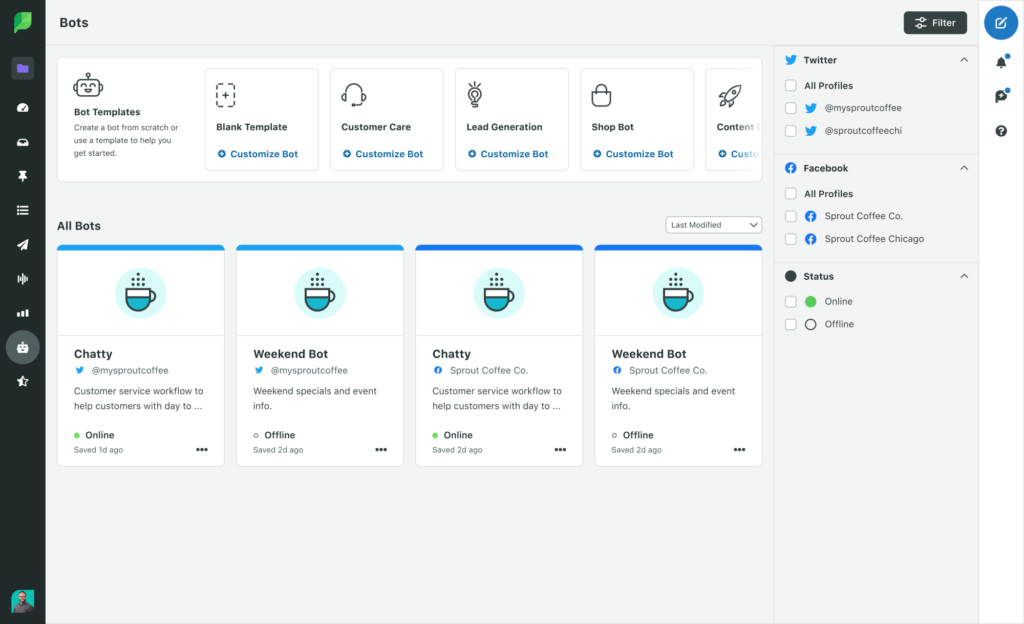 The Bot Builder in the Sprout Social.