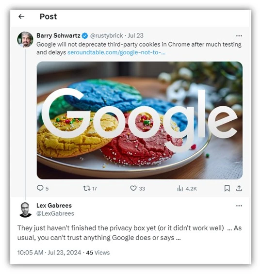 google privacy sandbox announcement - bottom line post screenshot