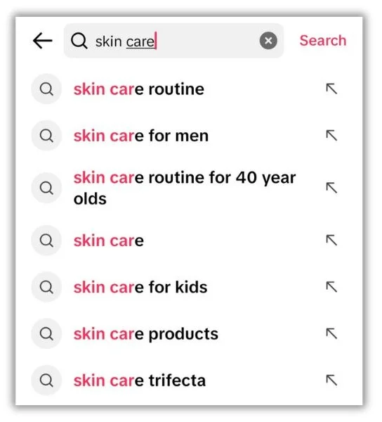 TikTok SEO - TikTok search bar autofill.