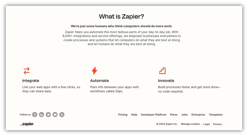 website copywriting - zapier example 2