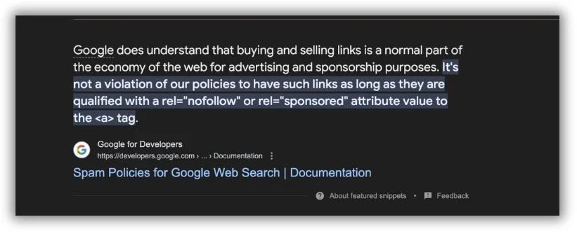 google policy on buying links