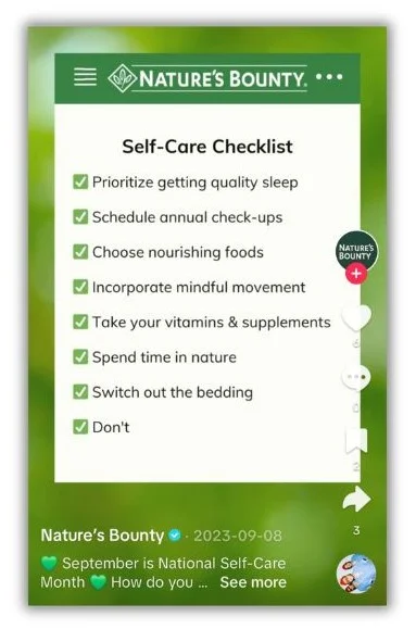 September content ideas - self-care checklist.