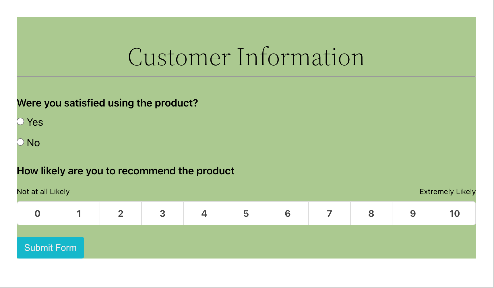 Feedback Forms: Net Promoter Score