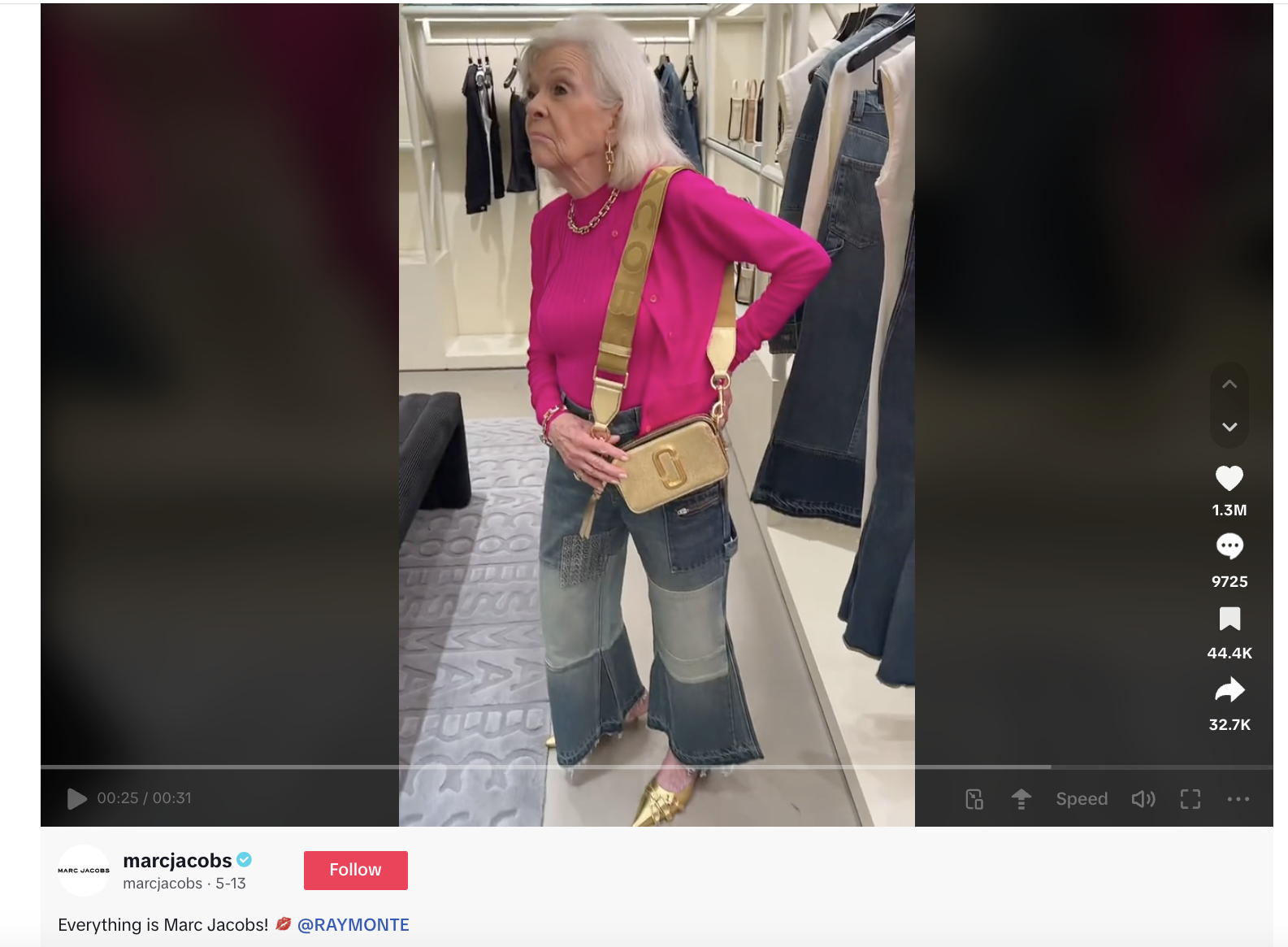 A still from a TikTok video from designer Marc Jacobs and influencer Raymonte. 