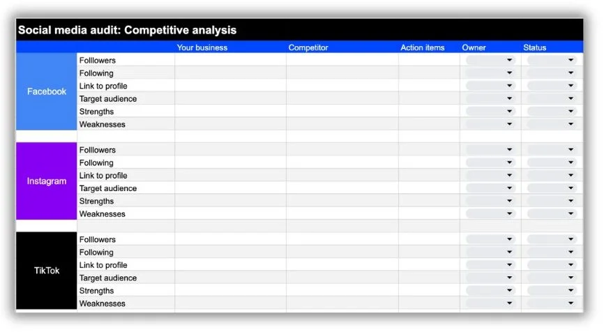 Social media audit - single-competitor competitive analysis.