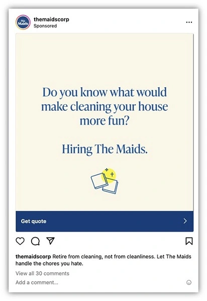 instagram ad copy - example instagram cta