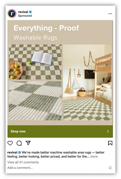 instagram ad copy example - revival