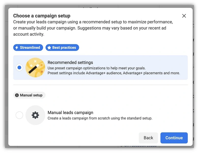 how to set up meta ads advantage+ campaign screenshot