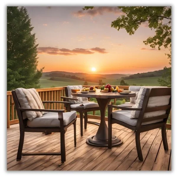 Best AI photo generators - AI generated image of a patio and table.