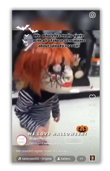 October content ideas - video post of kids loving Halloween.