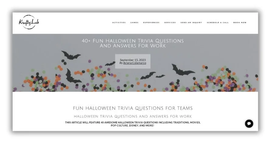 October content ideas - blog post with Halloween trivia.