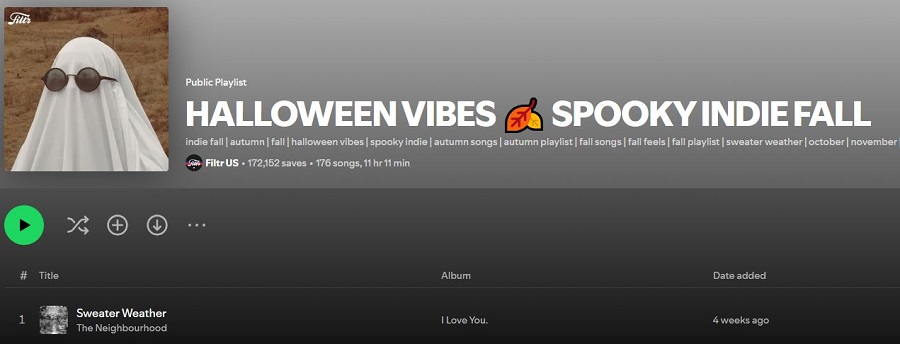 october marketing ideas - halloween playlist screenshot