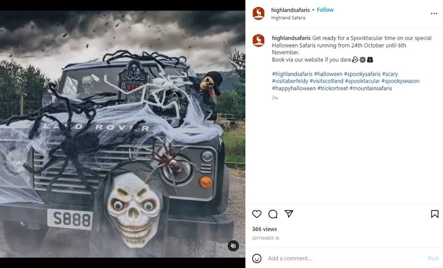 Halloween Instagram captions - Highland Safari Instagram post.