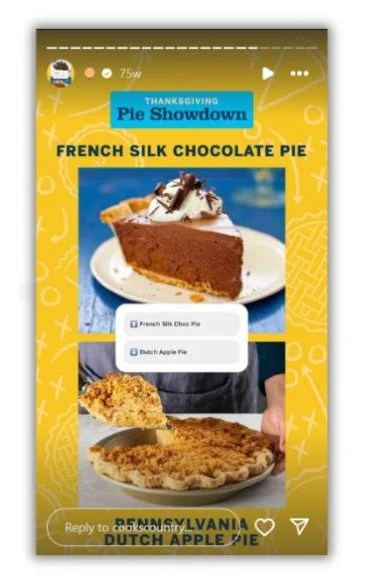 Bandwagon advertising - Two-question poll to pick pie winner.