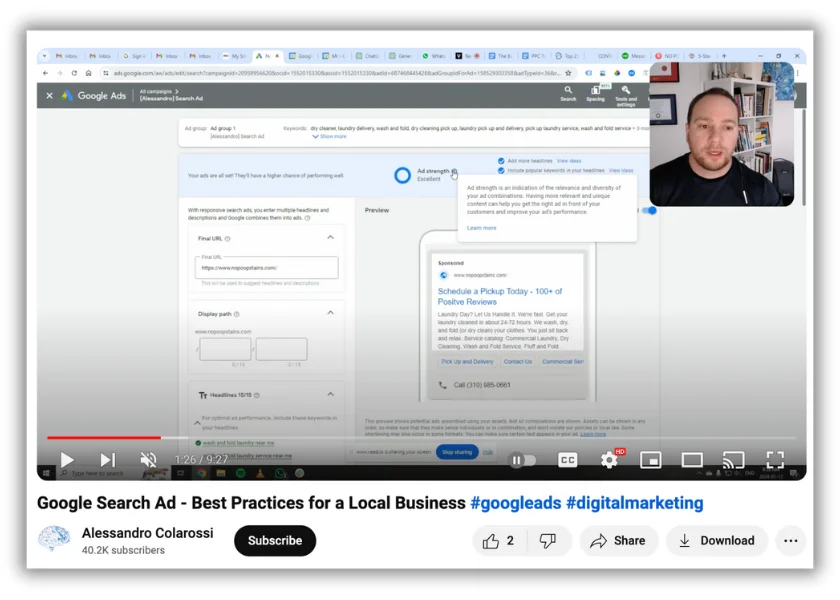 video with tips to create compelling google ads headlines and descriptions