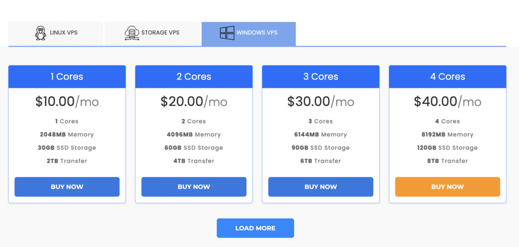 InterServer Windows VPS Hosting Plans