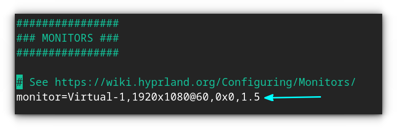 Set the monitor values correctly in Hyprland config