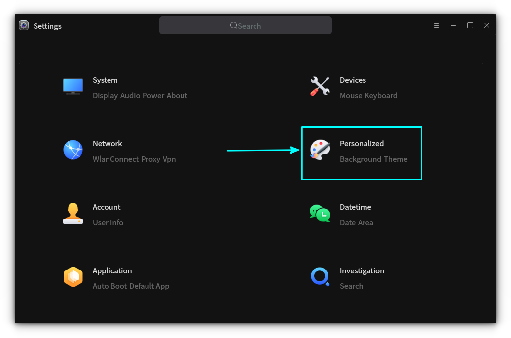 Go to the Personalized section in the UKUI system settings application.