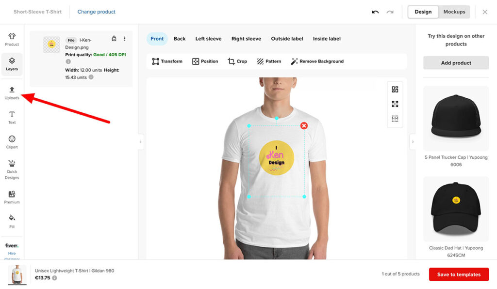 printful product designer tshirt