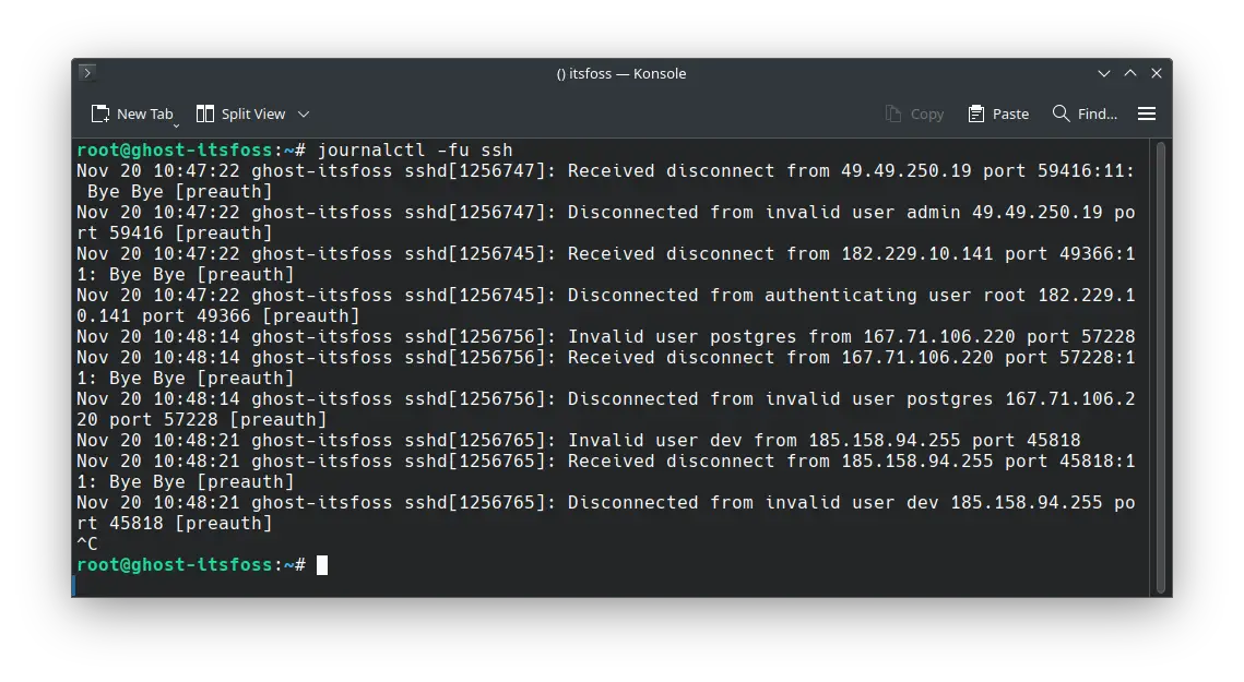 View SSH logs in real time