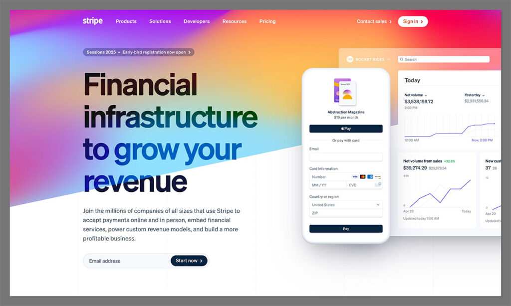 stripe homepage