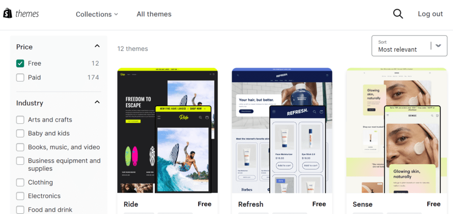 shopify free themes