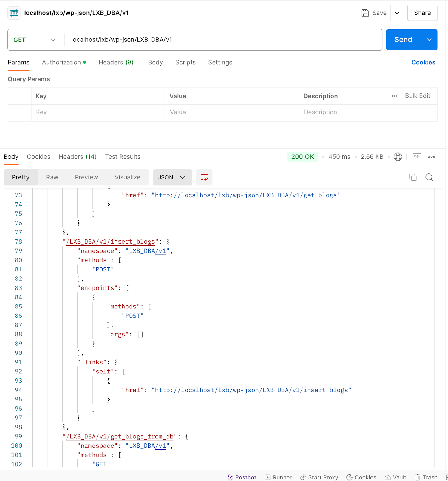 JSON output.