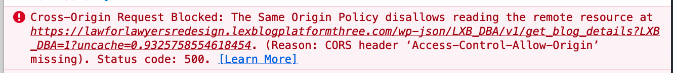 CORS console error.