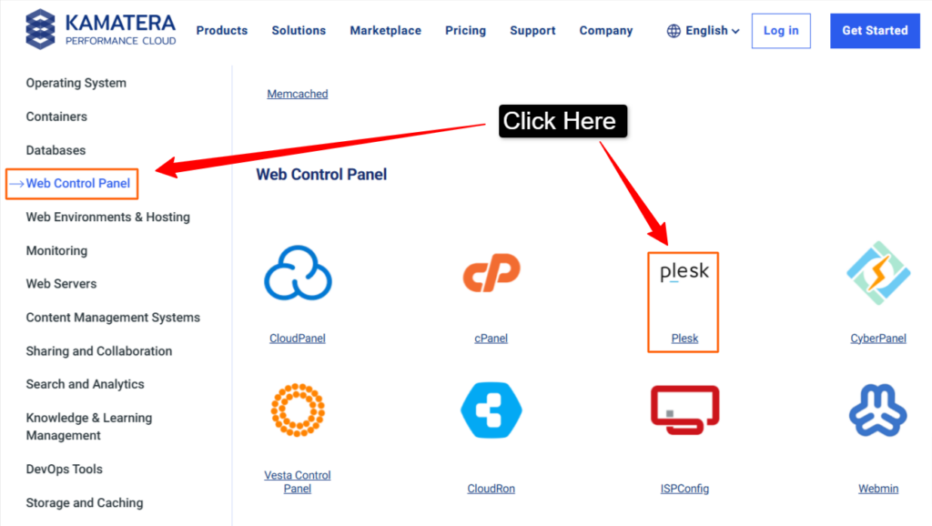 Scroll down to find Web Control panel option