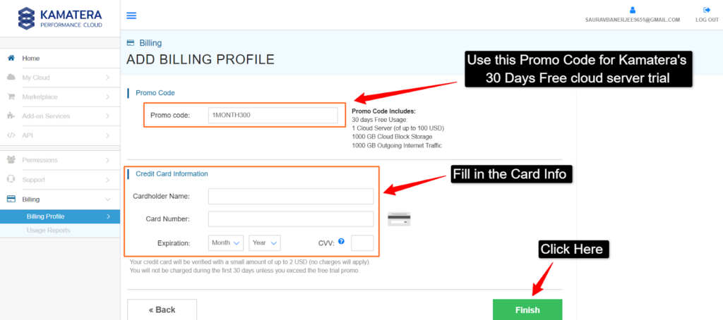 Press Finish to complete the payment process