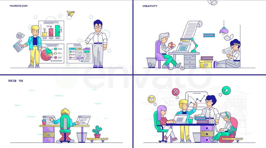 Illustrated Business Analytics Explainer Templates for After Effects