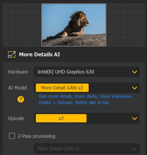 Aiarty Image Enhancer More Details AI panel