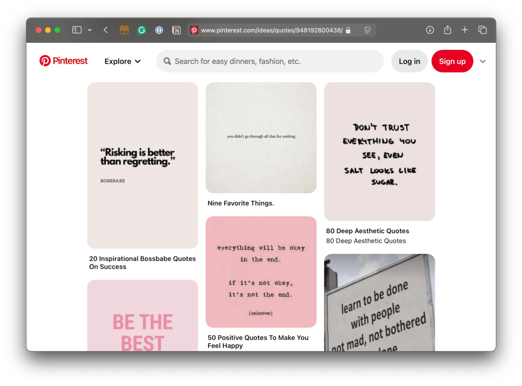 Pinterest showing a masonry layout