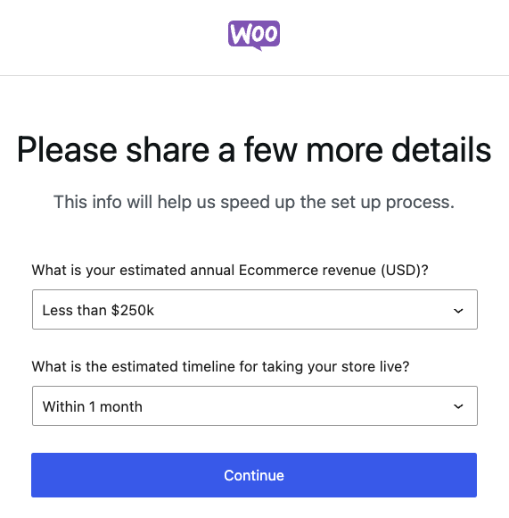 Verifying estimated revenue and launch date in WooCommerce Payments onboarding