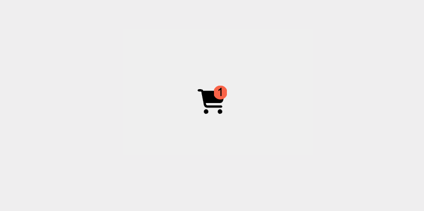 black shopping cart icon with a red circle badge containing the number 1