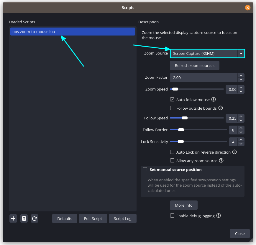 Zoom to mouse settings. Set the Zoom source as the capturing device.