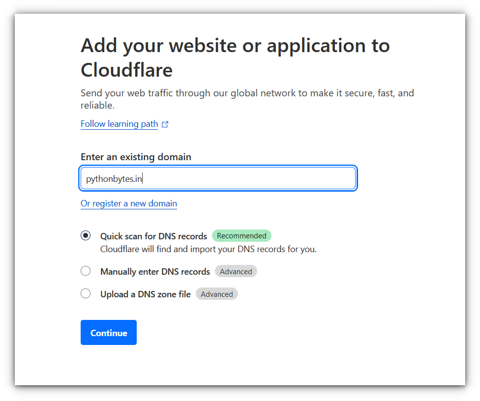 Add domain in Cloudflare