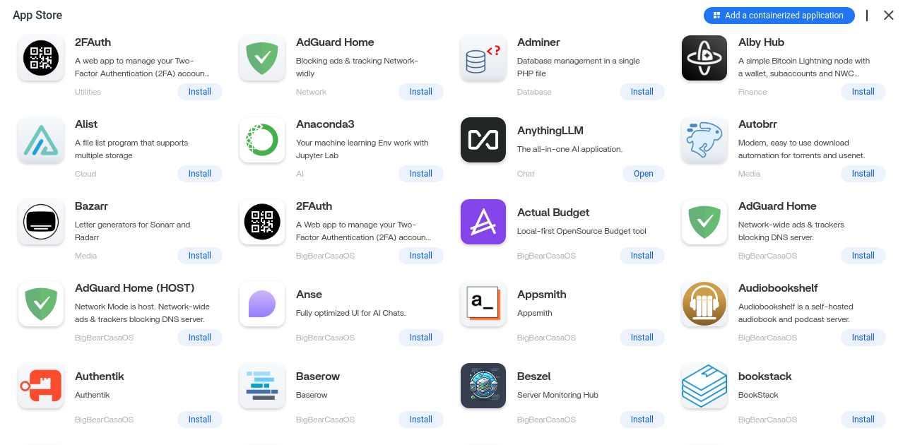 ZimaOS app store