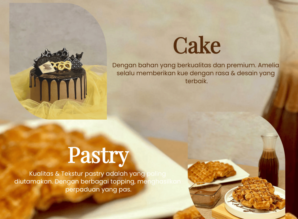 Product category page of Amelia Bakery and Cake