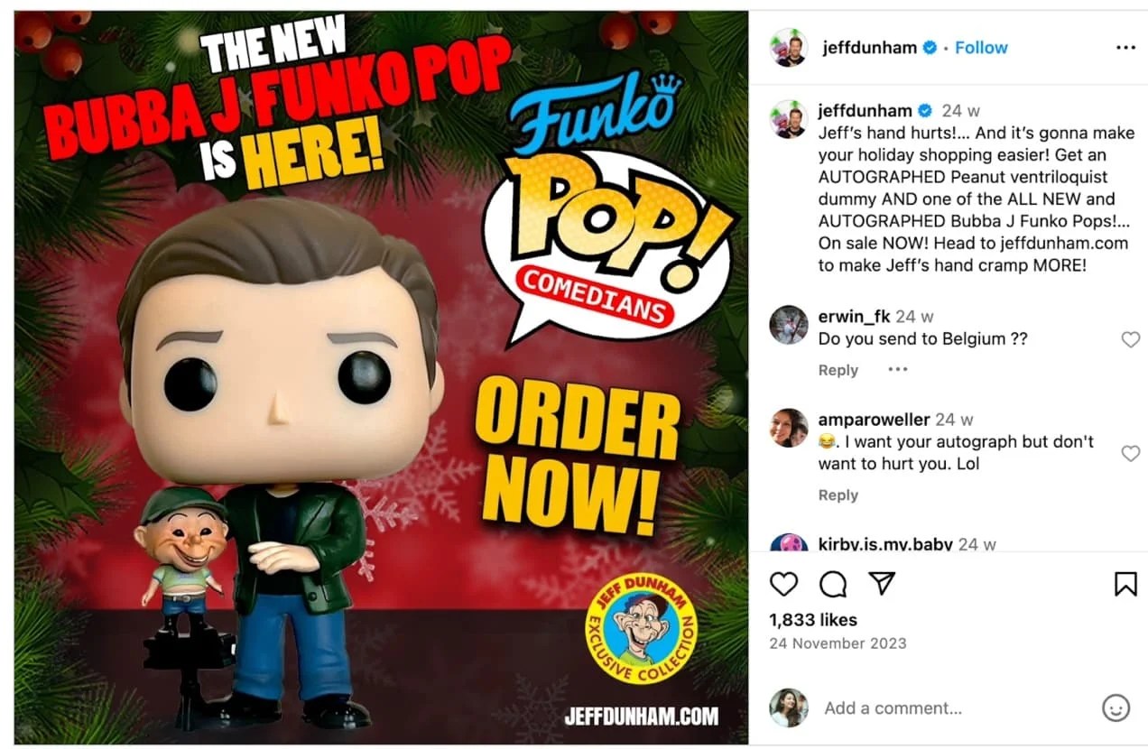 Jeff Dunham Instagram post about his new Funko Pop