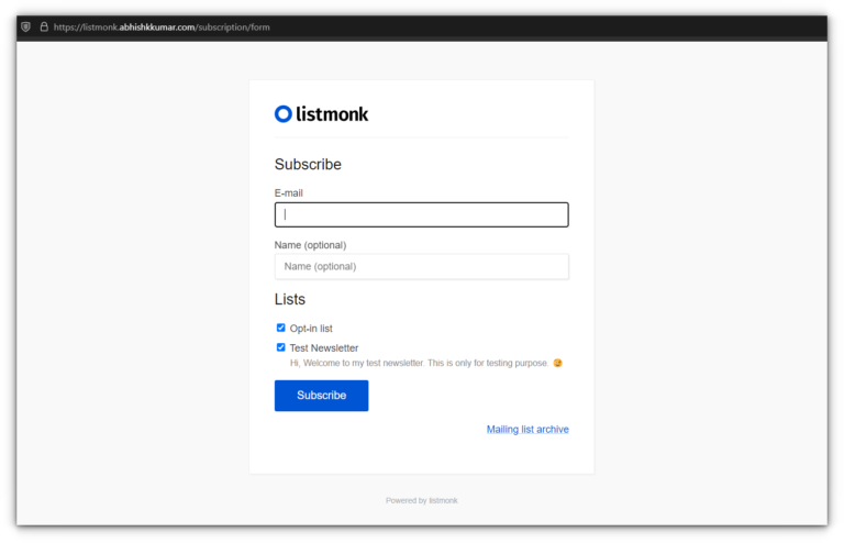 Installing Listmonk - Self-hosted Newsletter and Mailing List Manager